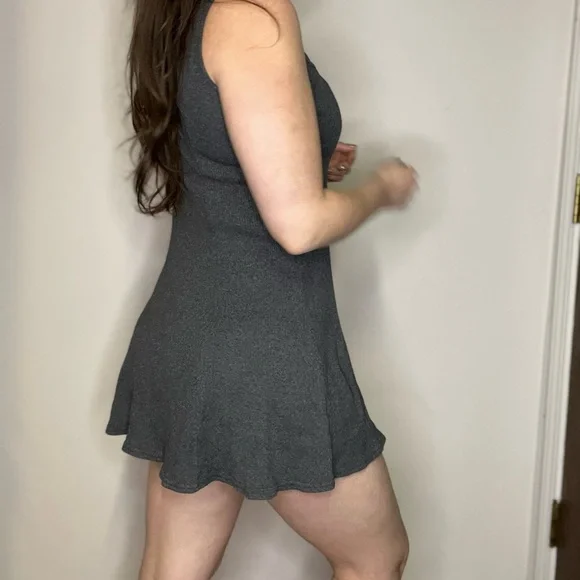 Vintage 90s Zaloni by Jalate Ribbed Tank Swing Dress Size Small Gray - Picture 3 of 13